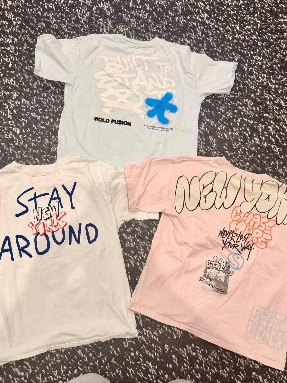 Zara Kids Graphic Tees - Light Blue, Pink & White